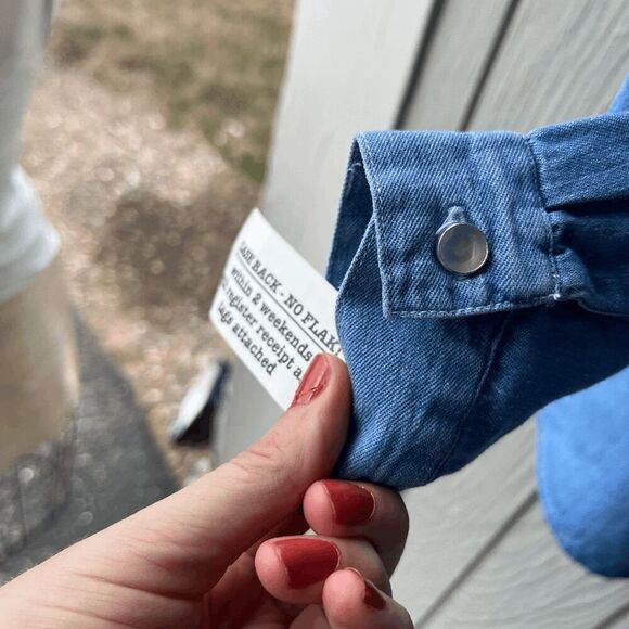 Ravel Vintage Denim Shirt Soutache Collar NWT Prairiecore Cotton L - Picture 6 of 6